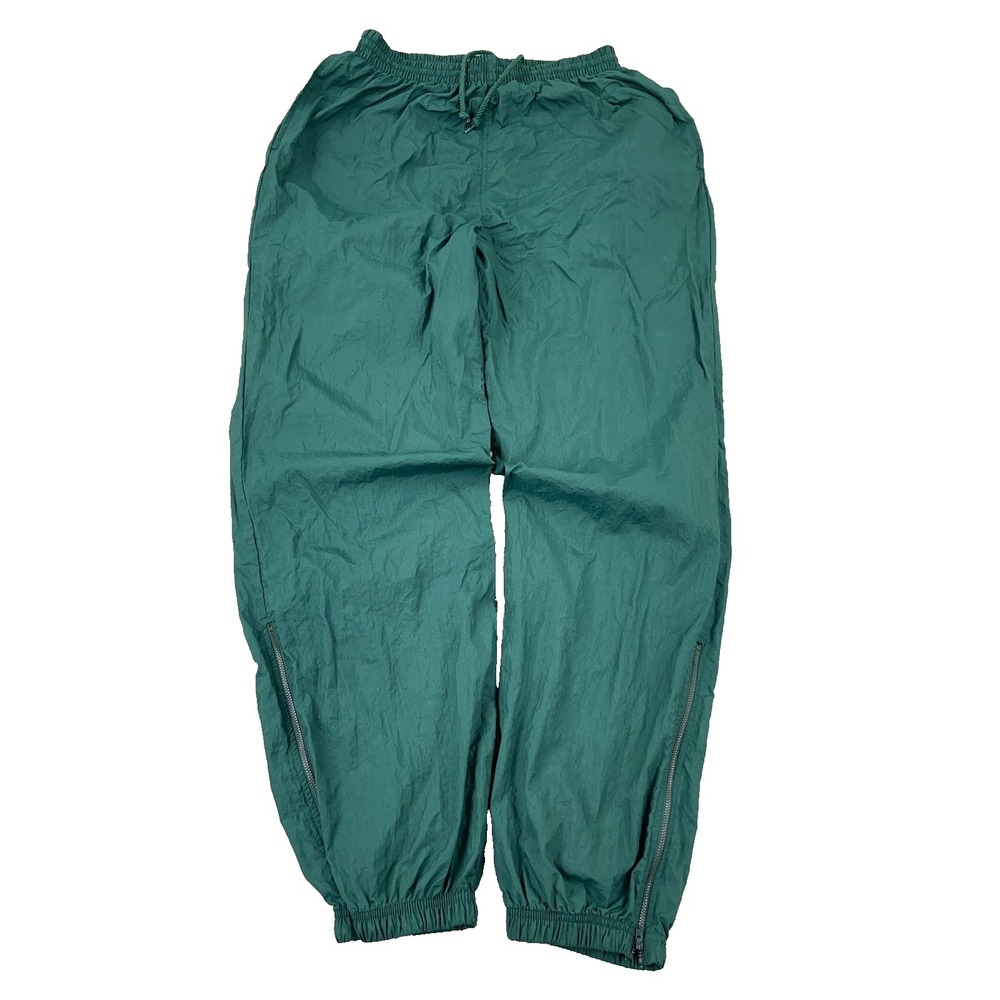 Vintage Champion Pants Men Medium Green Windbreakers Track Suit Unlined 90s *‎